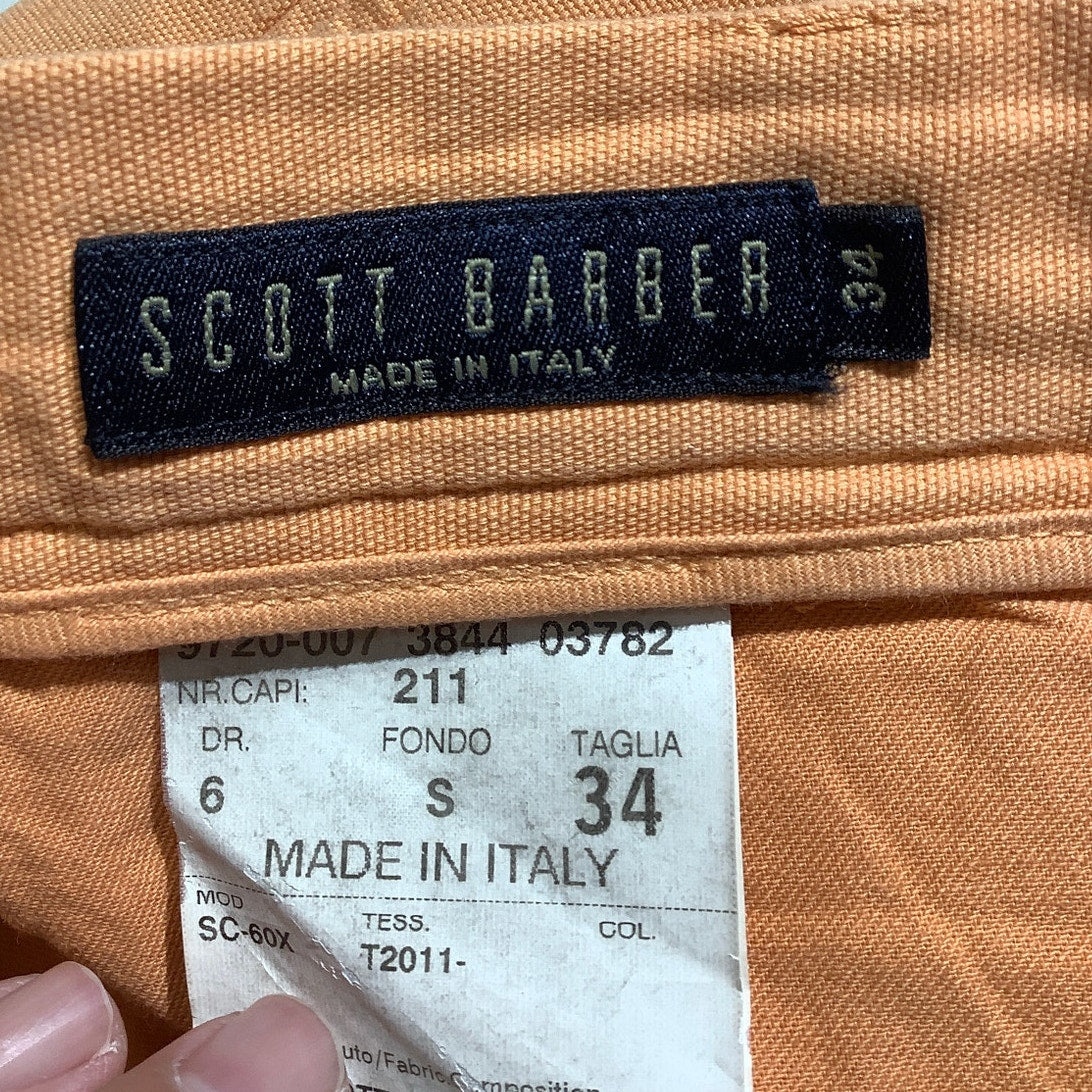 Scott Barber Orange Cotton Chino Shorts Men’s 34 — Preppy, Golf, Coastal