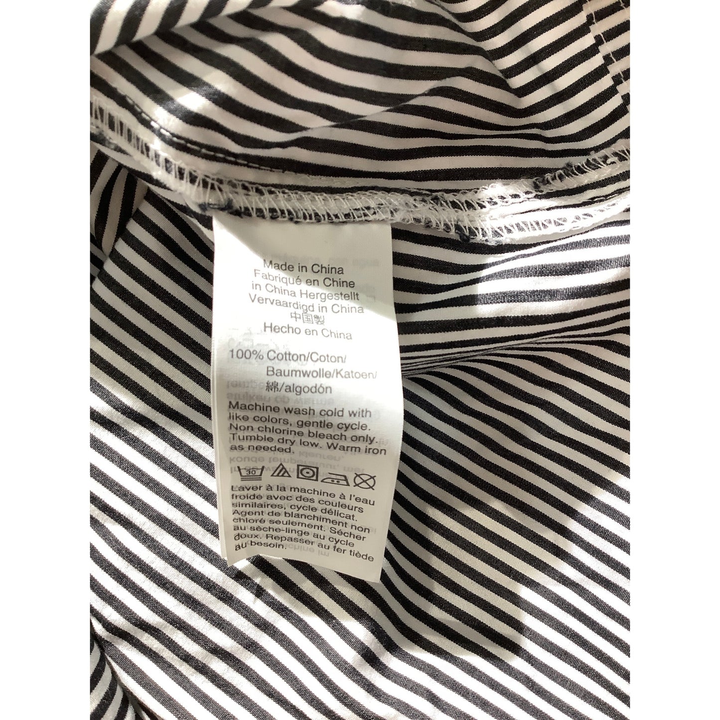 J.Crew Black White Striped Funnelneck Top Women’s 10 — Preppy, Coastal, Casual