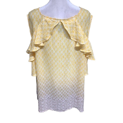 Catherines Yellow Geometric Print Top 2X 22/24W – Boho, Feminine, Summer-Ready