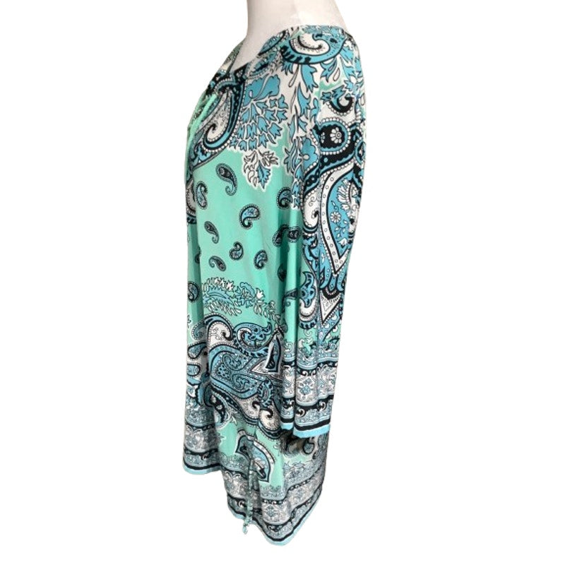 Beach Break Paisley Midi Dress with Tie Front, Size L – Boho, Feminine, Vibrant