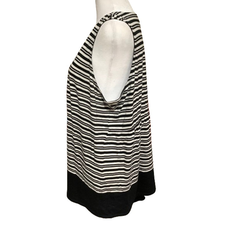 J.Jill Petite Sleeveless Striped Top, Black and White Sz M Office Relaxed Summer