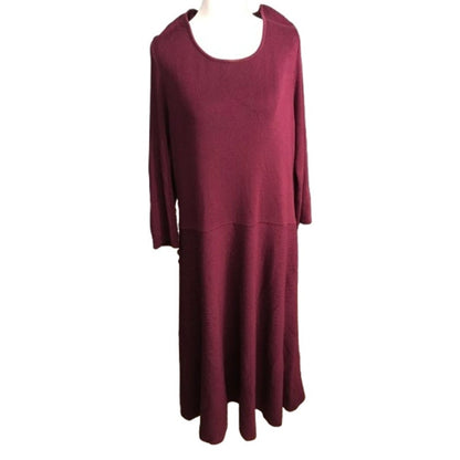 Talbots Burgundy Knit Midi Dress Size 1X- Classic, Cozy, Minimalist