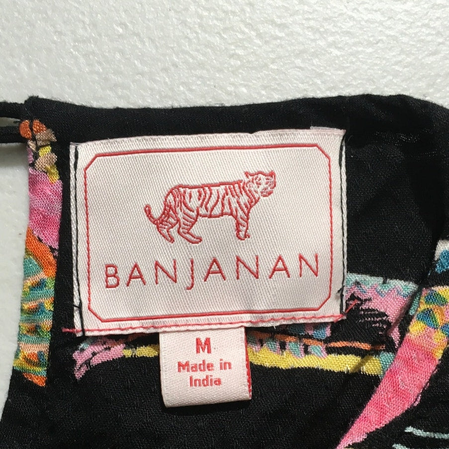 BanJanan Black Tropical Print Top Size M - Boho, Artsy, Feminine