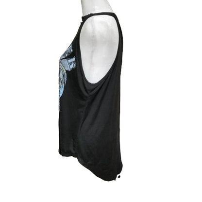 Wound Up Women's Black Sleeveless Graphic Tank Top Sz L Y2K Skater Streetwear