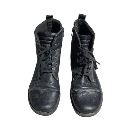 Clarks Whistle Bea Ankle Boots Black Leather Women’s 8M — Lace Up, Plaid, Casual