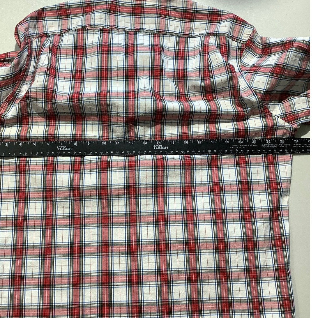 J.Crew Men's Red Plaid Shirt Size L – Preppy, Classic, Minimalist