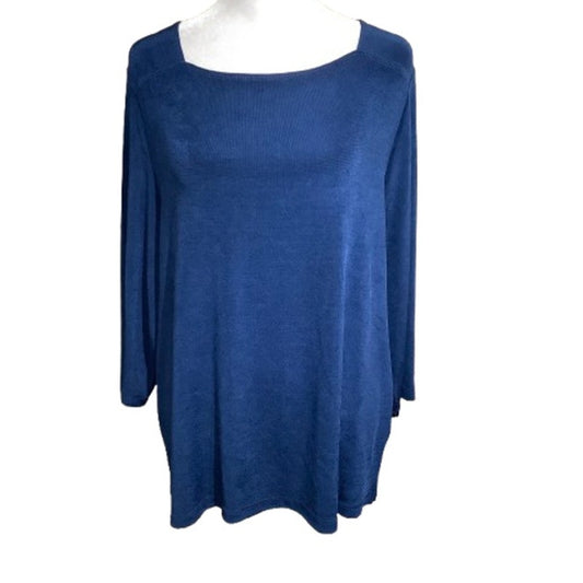 Travelers by Chico's Heathered Royal Blue Top 2 - Minimalist, Shimmery, Comfy