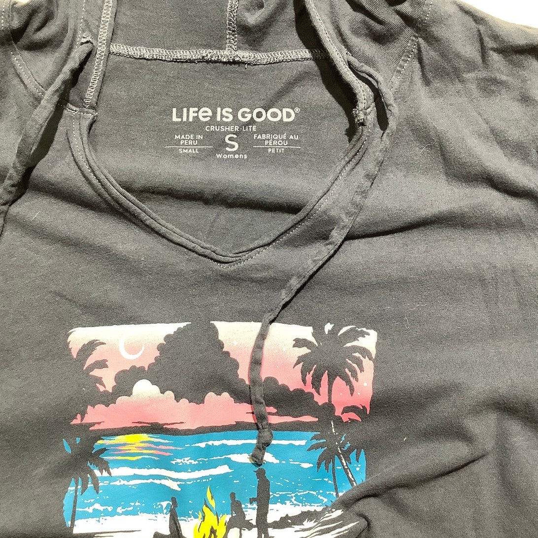 Life is Good Log On Hooded T-Shirt Women’s S — Beach, Coastal, Casual