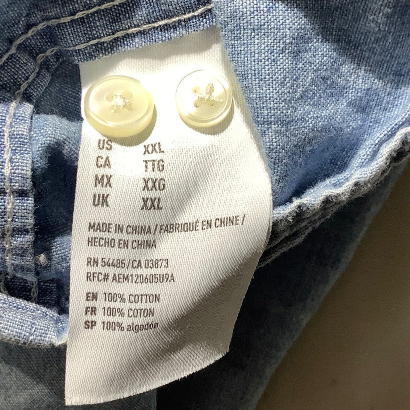 American Eagle enim Wash Button-Up Shirt Men’s XXL— Casual, Cotton, Short Sleeve