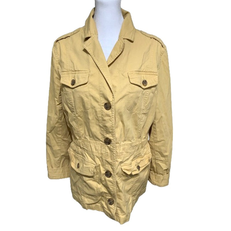 Talbots Mustard Yellow Cinched Waist Jacket Size M | Classic, Utility, Versatile