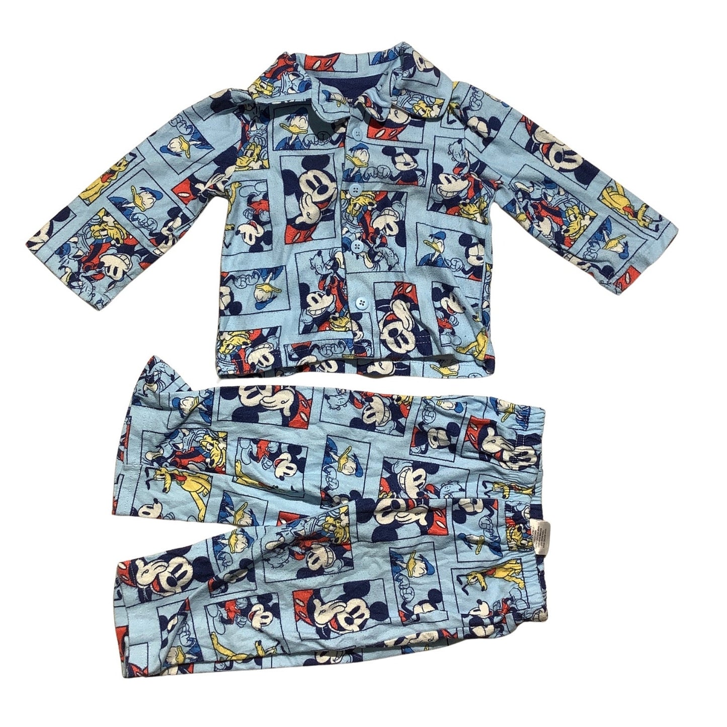 Disney Light Blue Character Pajama Set Infant Size 18M —Cartoon, Sleepwear, Cozy