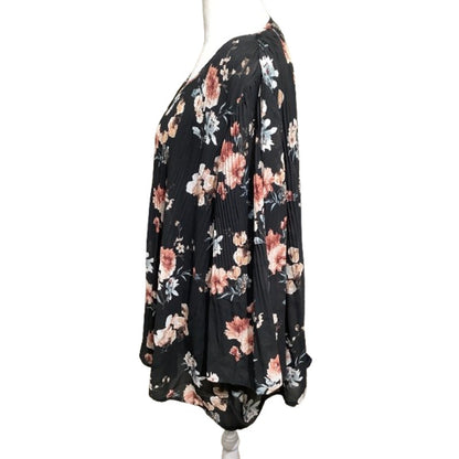 Simply Emma Floral Pleated Blouse, Size 2X – Boho, Feminine, Elegant