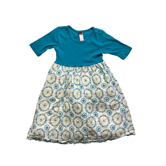Tea Collection Teal & Floral Dress Size 7 Girls – Boho, Cottagecore, Playful