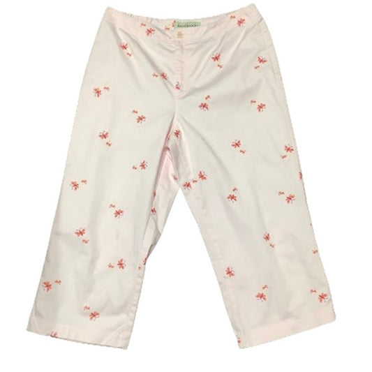 David Brooks Pants 10 Embroidered Butterflies Pink Preppy Whimsical Spring
