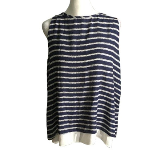 Mercer & Madison Navy/White Top Size XL - Preppy, Nautical, Office Siren