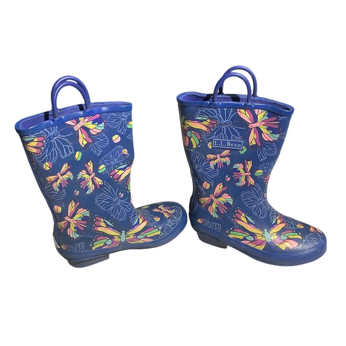 L.L. Bean Kids Rain Boots Size 12 — Blue, Multicolor, Butterfly Print