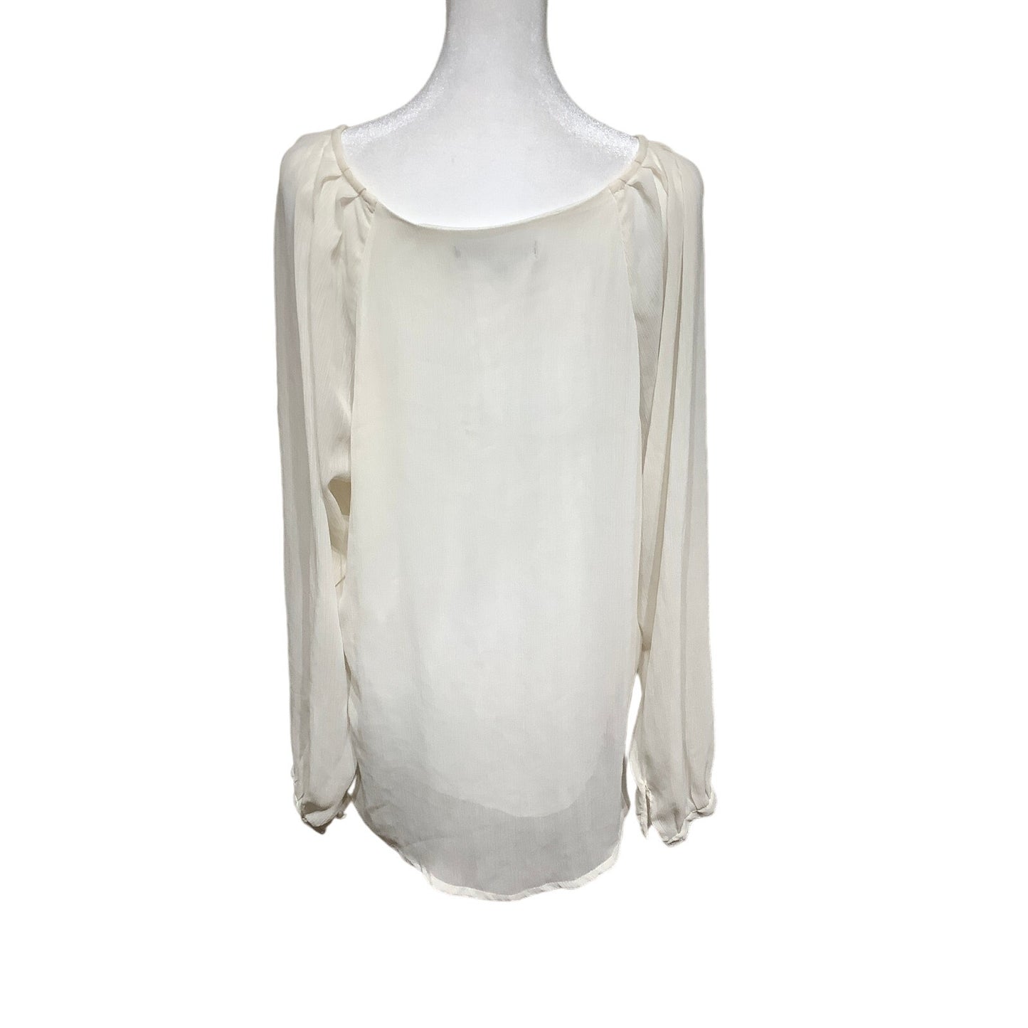 Rose & Olive Women's Blouse Top 1X Cream Chiffon Long Sleeve Boho Preppy Glam