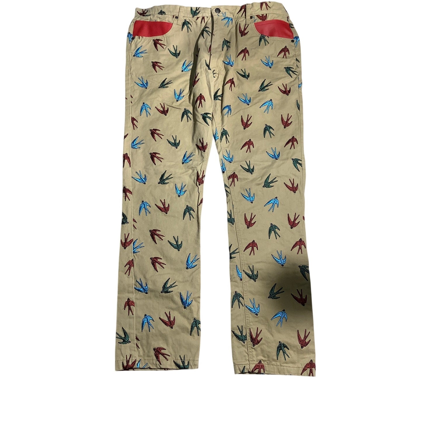 NV Euro Sparrow Bird Print Pants Men’s Size 40W 30L — Novelty, Casual, Statement
