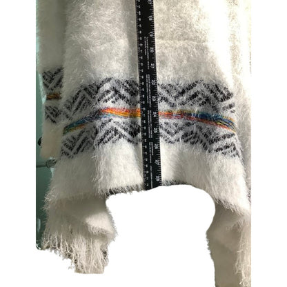 On Blue Aztec Print Open Front Cardigan Women’s Size S/M — Boho, Cozy, Statement