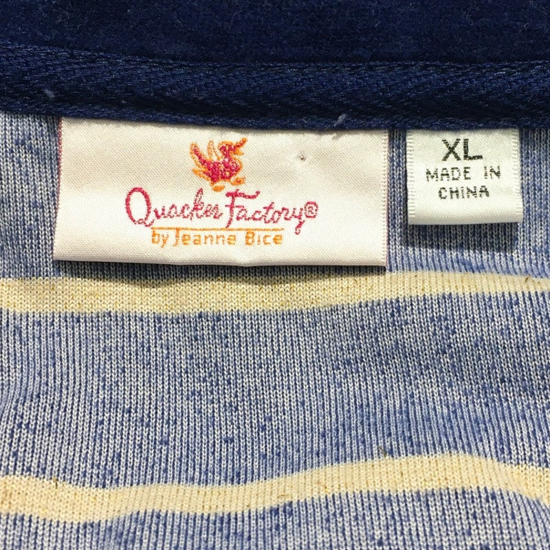 Quaker Factory Dark Blue & Gold Striped Jacket Size XL - Vintage, Glam, Cozy