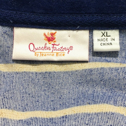 Quaker Factory Dark Blue & Gold Striped Jacket Size XL - Vintage, Glam, Cozy