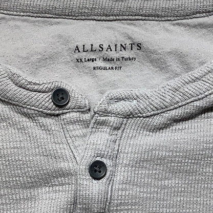 AllSaints Gray Thermal Henley Shirt Men’s XXL — Minimalist, Grunge, Casual