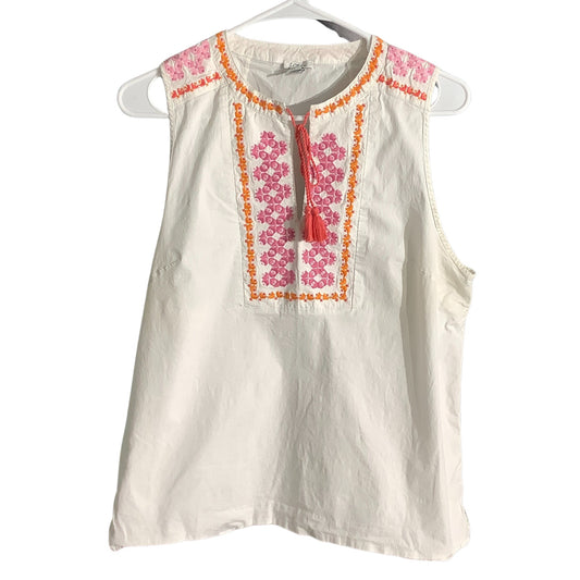 J. Crew Embroidered Sleeveless Top Women’s Size 14 – Boho, Summer, Festival