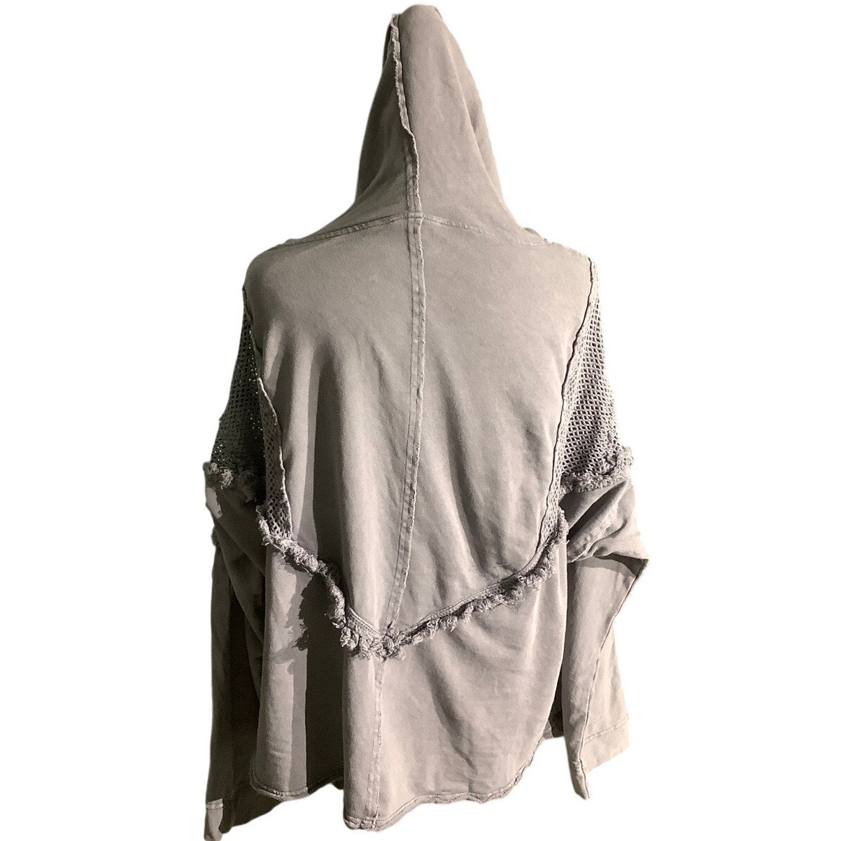 Easel Gray Hooded Long Sleeve Top Women’s Size S — Boho, Casual, Lightweight
