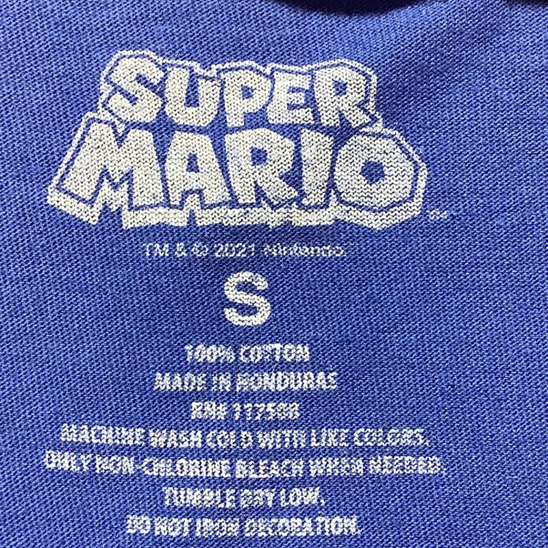 Super Mario Nintendo Graphic T-Shirt Blue Kids Small — Casual, Bowser, Gaming