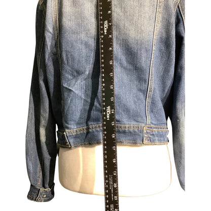 JouJou Denim Jacket Women's Size M Blue Cropped Button Up — Classic, Casual, Y2K