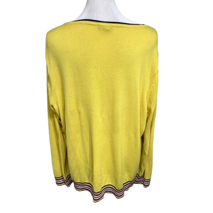 Talbots 1X Yellow Sweater with Diamond Design – Preppy, Chic, Cozy