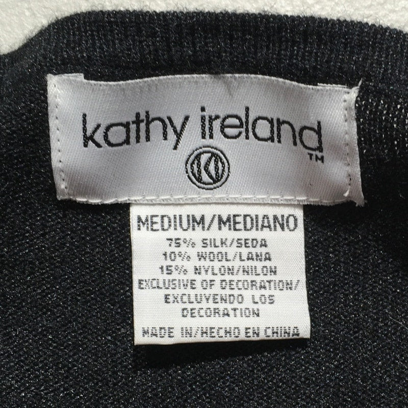 Kathy Ireland Black Beaded Cardigan M - Elegant, Vintage, Feminine