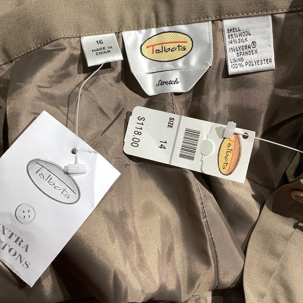 Talbots Light Brown Dress Slacks Women 14 — Silk Blend, Career, Classic