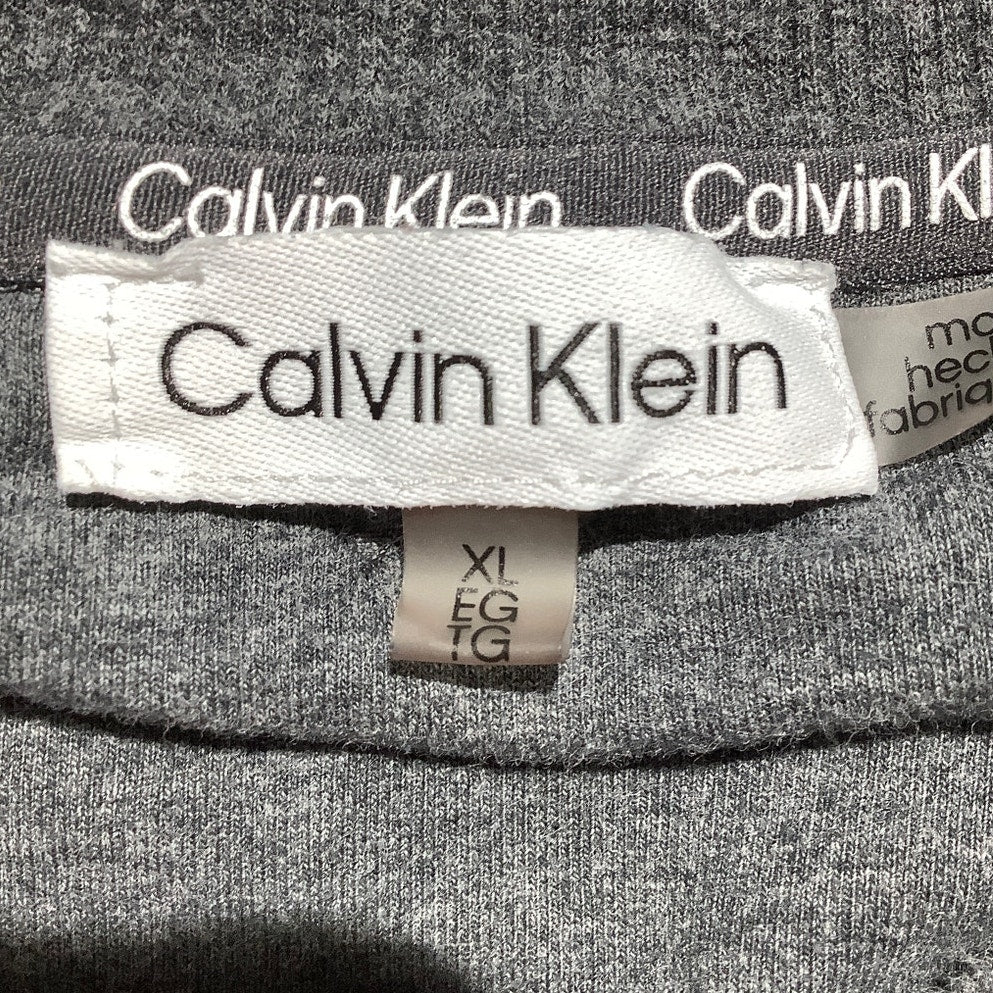 Calvin Klein Gray Rhinestone Logo Sweater Women’s XL — Y2K, Glam, Athleisure