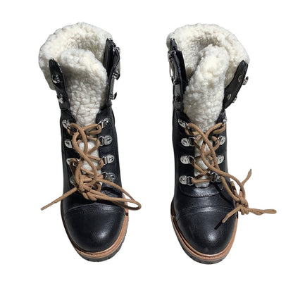 Nine West Black Penni Sherpa-Lined Ankle Boots Women’s 6M — Combat, Winter, Moto