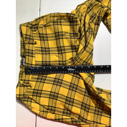 Hot Topic Women's XS Yellow Plaid Cropped Ankle Punk Goth Y2K Pants