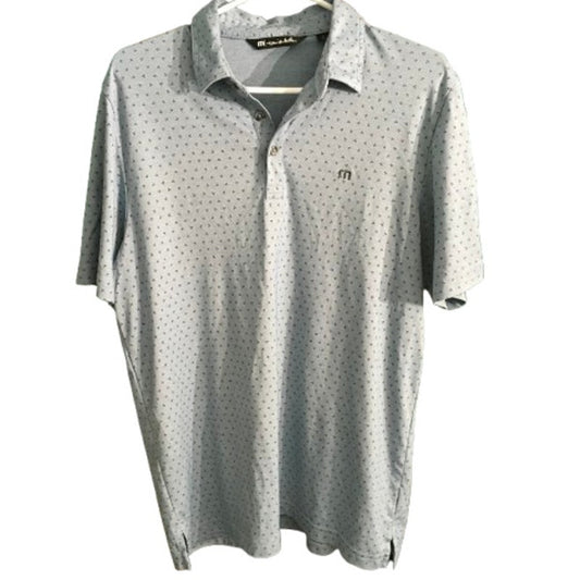 Travis Mathew Men's Light Blue Polo Shirt Size Large - Preppy, Classic, Golf