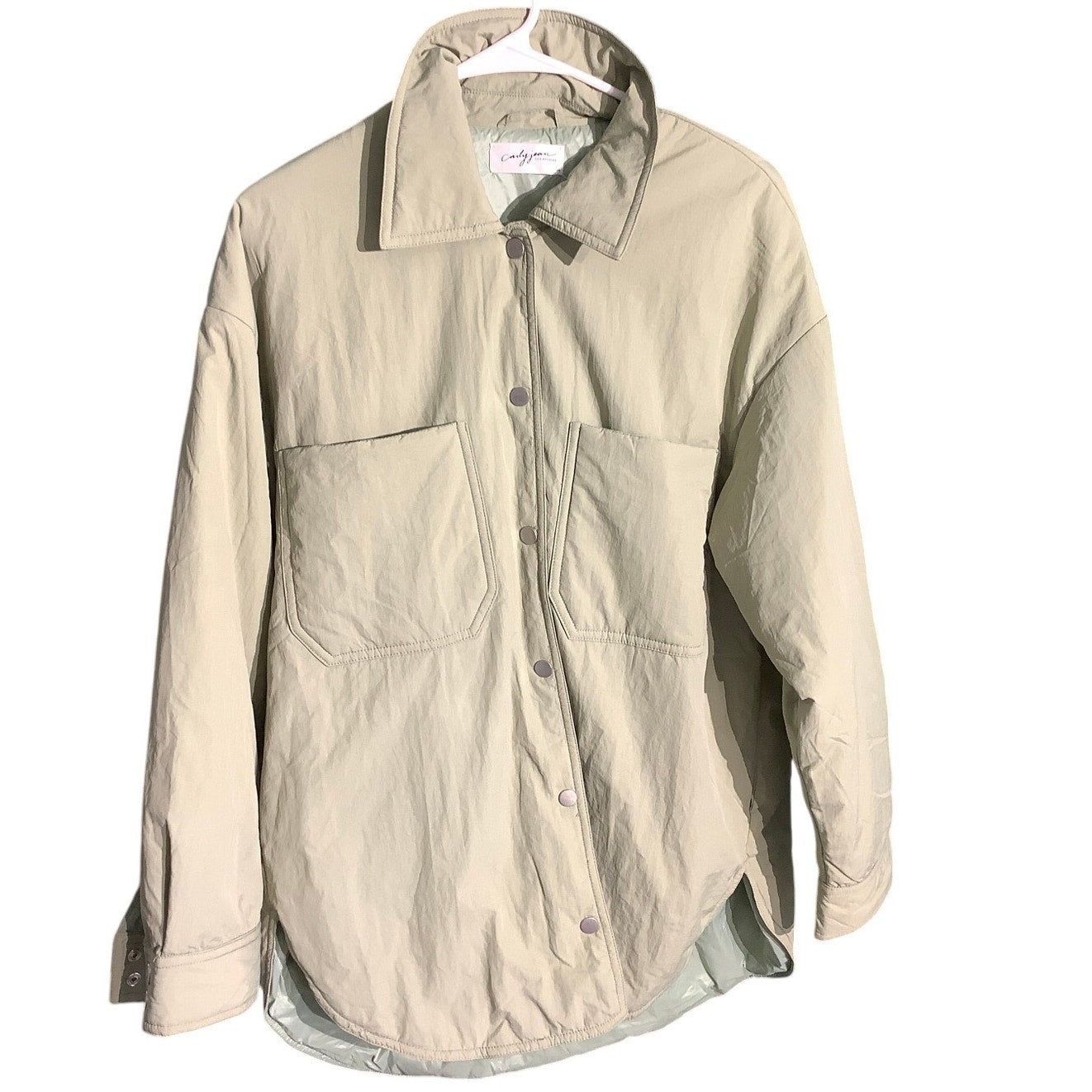 Carly Jean Light Green Button-Up Shirt Jacket M – Minimalist, Preppy, Streetwear