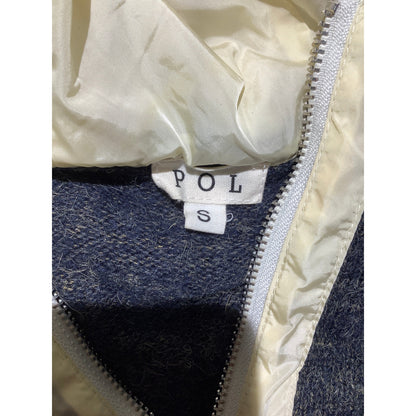 POL Ivory & Blue Colorblock Hoodie Women’s Size S/M — Cozy, Casual, Oversized