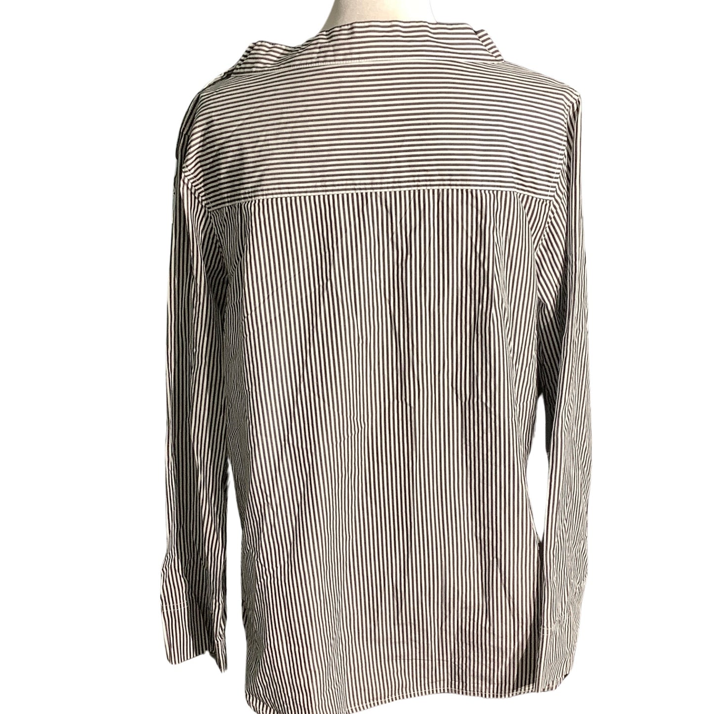 J.Crew Black White Striped Funnelneck Top Women’s 10 — Preppy, Coastal, Casual