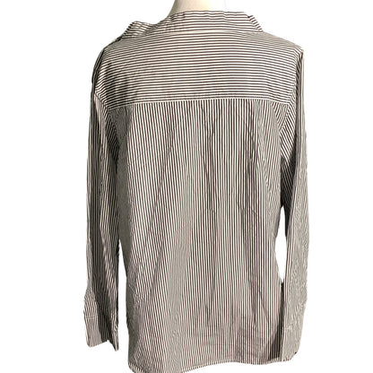 J.Crew Black White Striped Funnelneck Top Women’s 10 — Preppy, Coastal, Casual