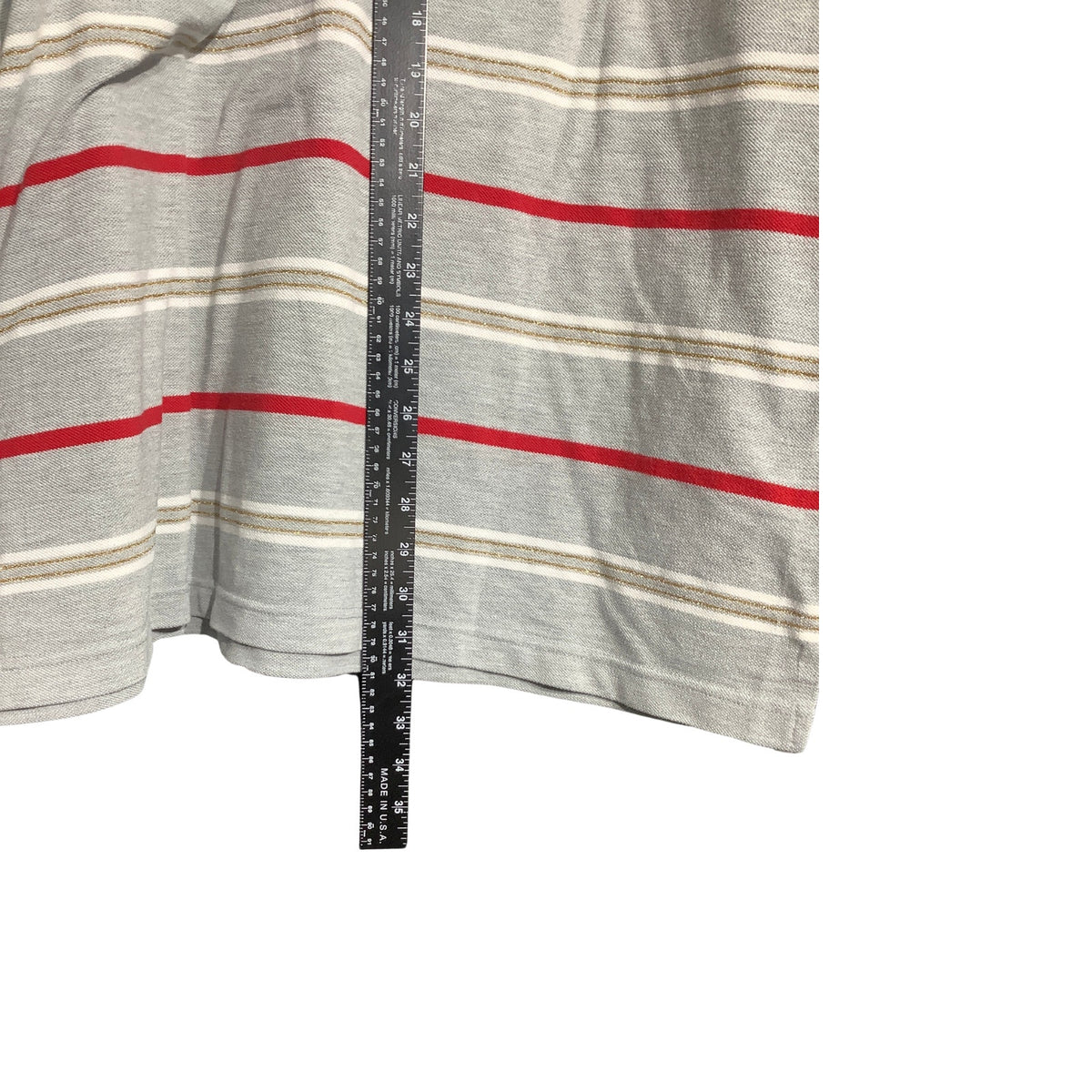 Old Skool Men’s XXL Gray Gold Red Striped Short Sleeve Polo — Retro, Y2K, Preppy
