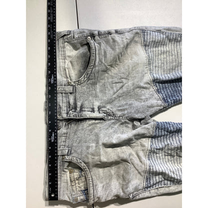 True Religion Gray Moto Jeans Size 38 – Streetwear, Grunge, Distressed FLAW