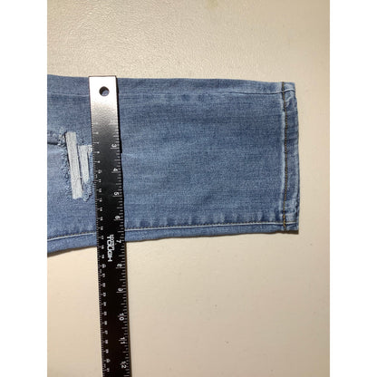 Judy Blue Women's 32 Light Wash Distressed Capri Jeans Stretch Denim