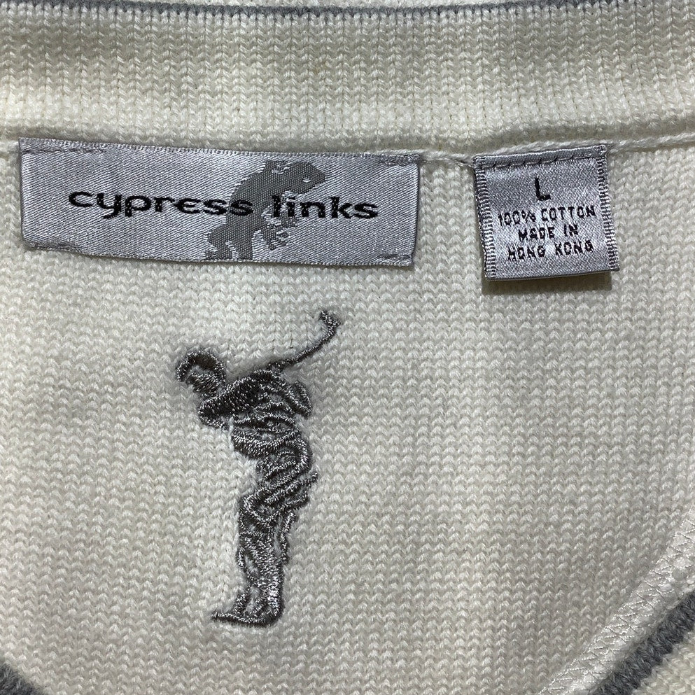 Cypress Links Golf Sweater Vest, Ivory, Men’s Size L — Classic, Preppy, Cotton