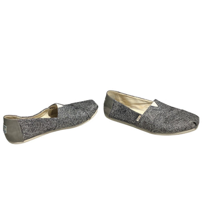TOMS Gray Black Alpargata Slip-On Shoes Women 7.5 — Casual, Comfort, Everyday