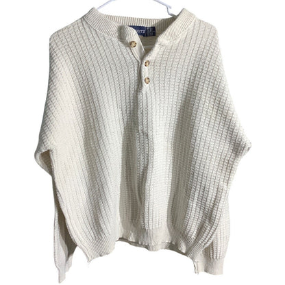 John Weitz Ivory Knit Sweater Men’s L 100% Cotton — Classic, Minimalist, Casual