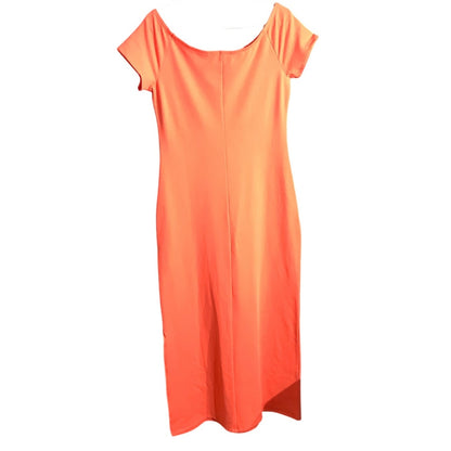 Boston Proper Orange Off Shoulder Maxi Dress Women M — Stretch, Casual, Summer