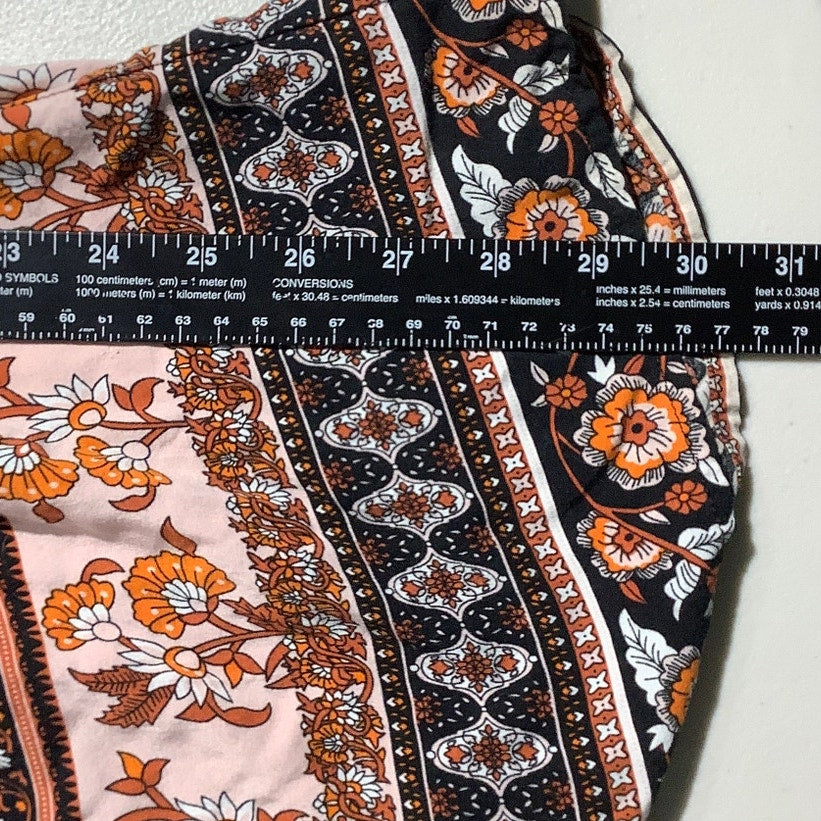 SHEIN Floral Print Boho Pants Women Size 6 — Tie Front, Wide Leg, Lightweight