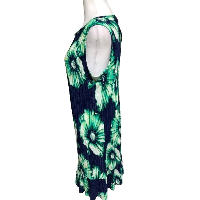 Madison Leigh Blue/Green Floral Dress Sz 12 Retro, Feminine, Vibrant Hawaiian